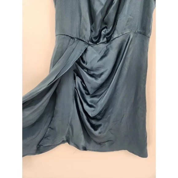 NWD By Anthropologie Mock-Neck Draped Silk Dress Size 8 Slate #GC212 - Picture 5 of 14